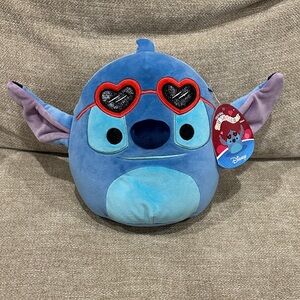 Disney Blue Stitch Plush with Red Heart Glasses